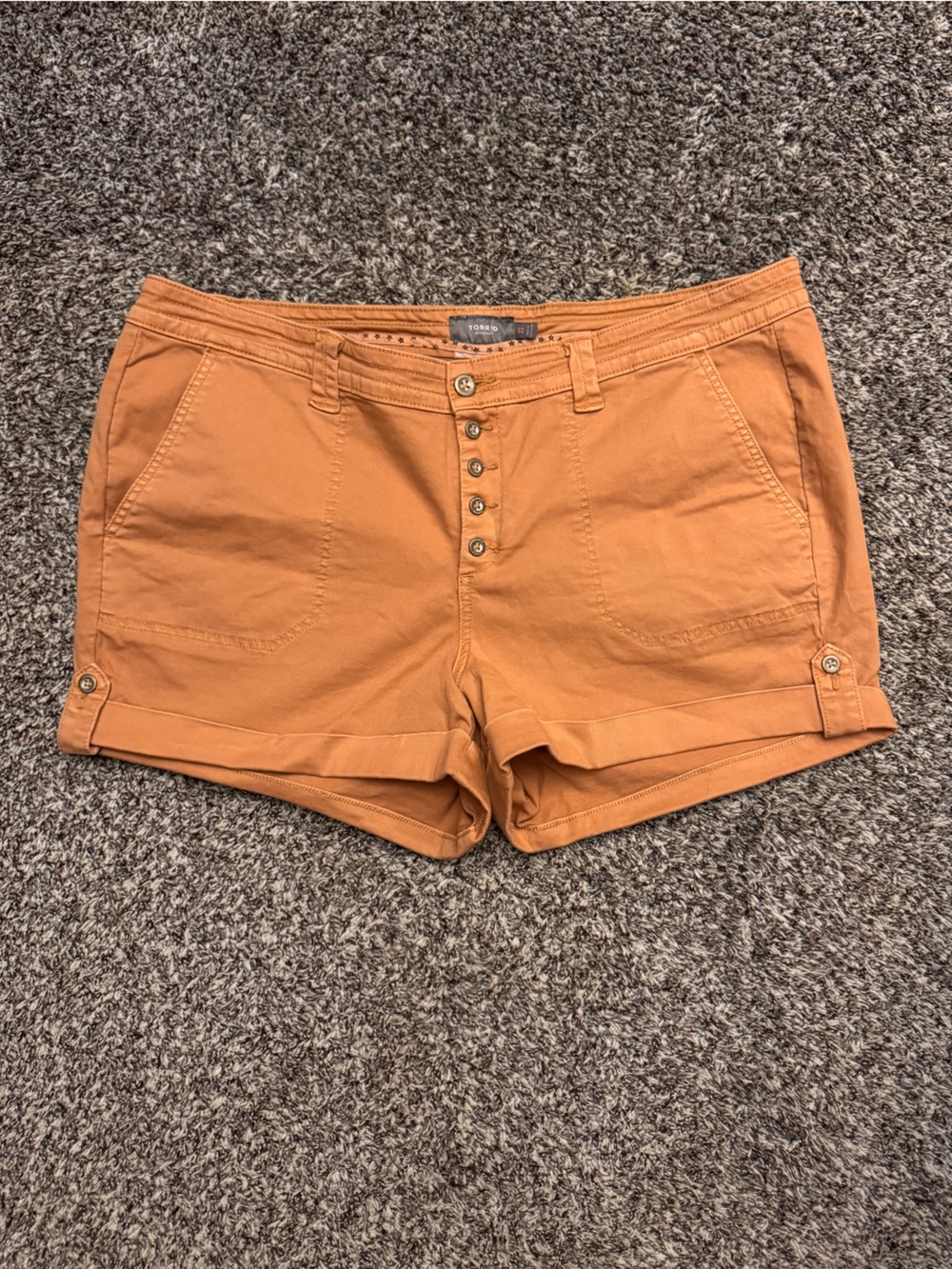 torrid High-Rise Button-Front Shorts in Khaki